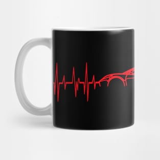 C8 Corvette Heartbeat Torch Red Supercar Sports Car Heart Beat Line Racecar Pulse T-Shirt Mug